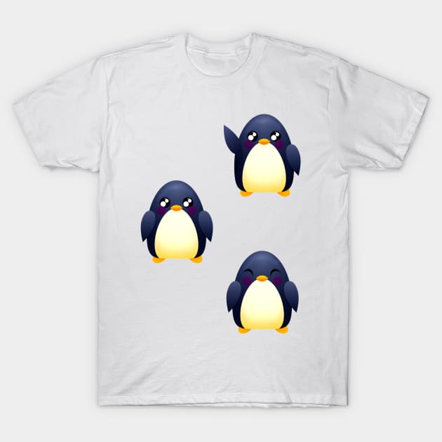 Cute Little Cartoon Penguins - Smile and Wave T-Shirt by Stilo29